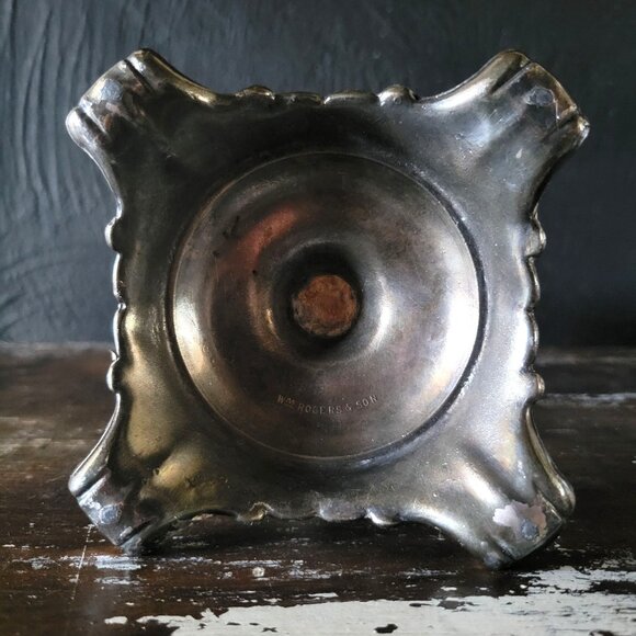 Antique Silverplate Candle Holders Victorian Rose Pattern Ornate Baroque Floral - Picture 8 of 11